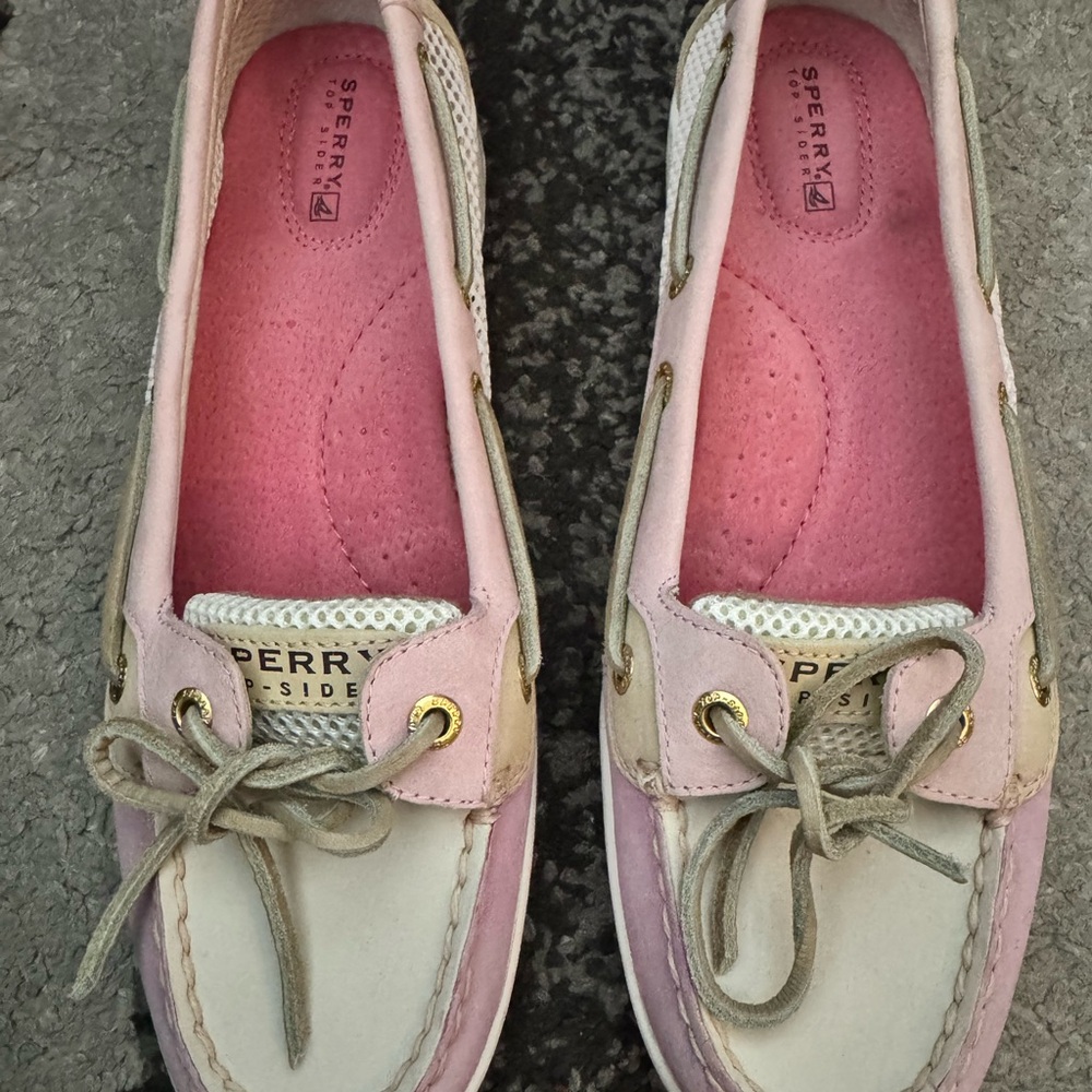 Sperry Women's Pink and Cream Boat Shoes